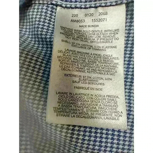 Columbia Button down Blue Houndstooth check 2XL Cotton blend stretch - Picture 4 of 8